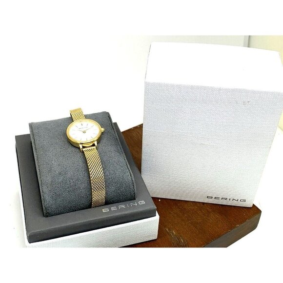 Bering Womens Watch 11022-334 Quartz White Dial Gold Stainless Steel Petite 22mm - Picture 3 of 14
